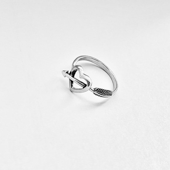 Sterling Silver Heart with Arrow Ring, Bow and Arrows, Promise Love Jewelry - Picture 10 of 13